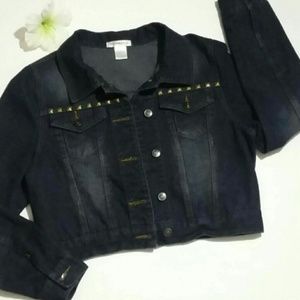 Studded cropped denim jacket
